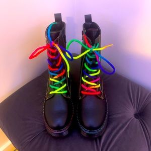 Women’s faux leather zip up combat boots